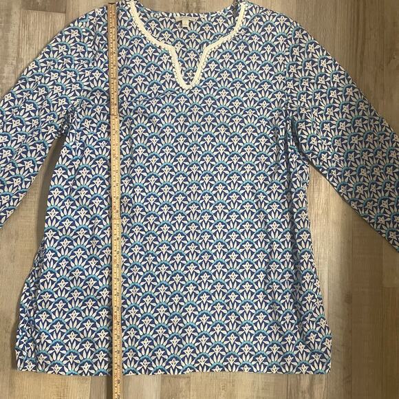Talbots Lightweight 3/4 Length Sleeve Cotton Tunic Top Size L - Picture 6 of 12